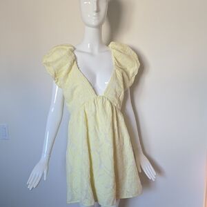 Anthropologie Light Yellow and White Dress